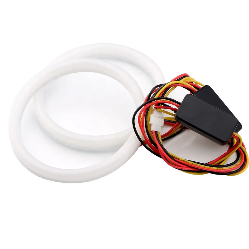 LED Cotton Switchback Angel Eyes Halo Rings Gentle Light 60mm-120mm Double Colors White Yellow Car Light Accessories