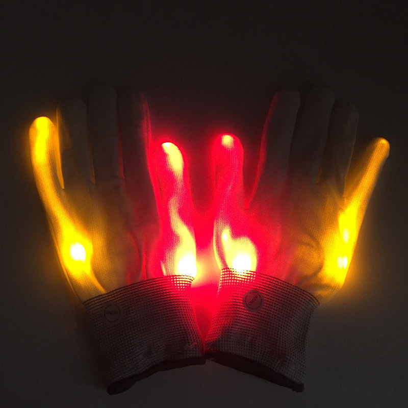 LED Luminous Flashing Gloves Halloween Party Finger Light Props Neon Guantes Glowing Stage Costume Christmas Supplies