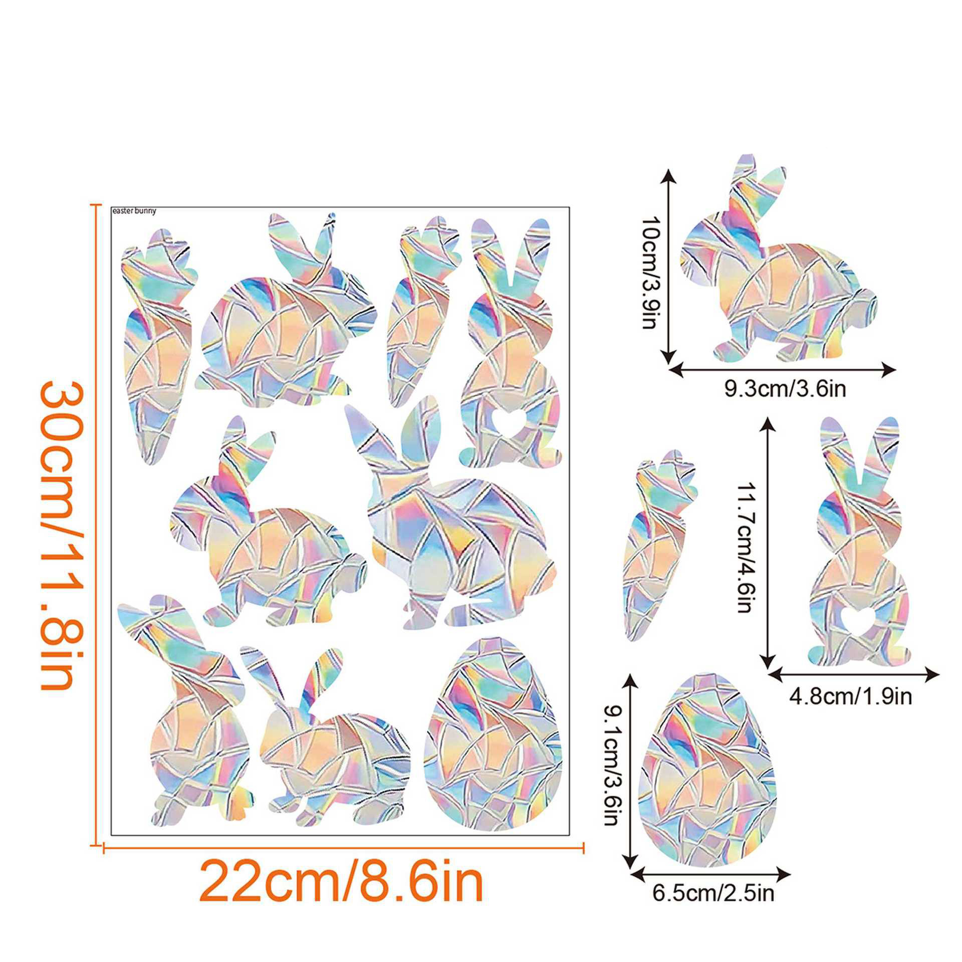 Easter Bunny Egg Carrot Sun Catcher Wall Stickers Electrostatic Window Glass PVC Decals Flower Cloud Suncatcher Rainbow Prism