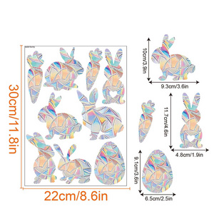 Easter Bunny Egg Carrot Sun Catcher Wall Stickers Electrostatic Window Glass PVC Decals Flower Cloud Suncatcher Rainbow Prism