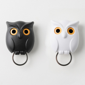 Scary Night Owl Magnetic Key Hooks Adhesive Hold Keychain Key Hanger Will Open Eyes Wall Decorative Hook For Kitchen Home