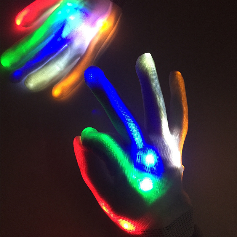 LED Luminous Flashing Gloves Halloween Party Finger Light Props Neon Guantes Glowing Stage Costume Christmas Supplies