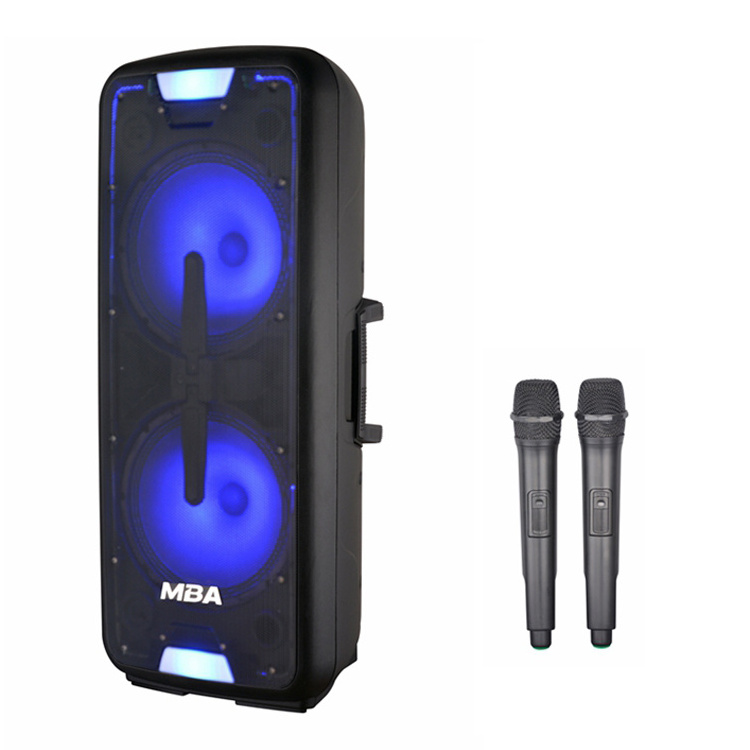 MBA big power dual 10 inch woofer professional active speaker with GRB light for party stage  speech