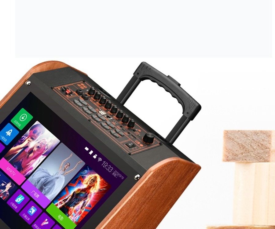 Karaoke players For family KTV Trolley speaker with screen / wireless MIC