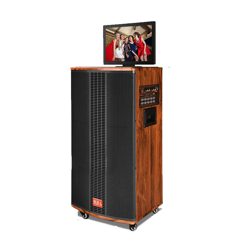 MBA  trending products 2023 new arrivals 12 inch woofer portable karaoke speaker with tv screen dvd trolley speakers