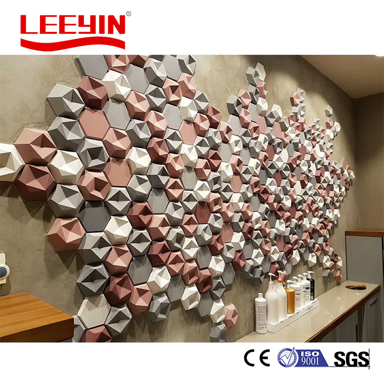 Leeyin Cinema Customized 3D Indoor sound isolation pet acoustic panel Office hexagon acoustic panel