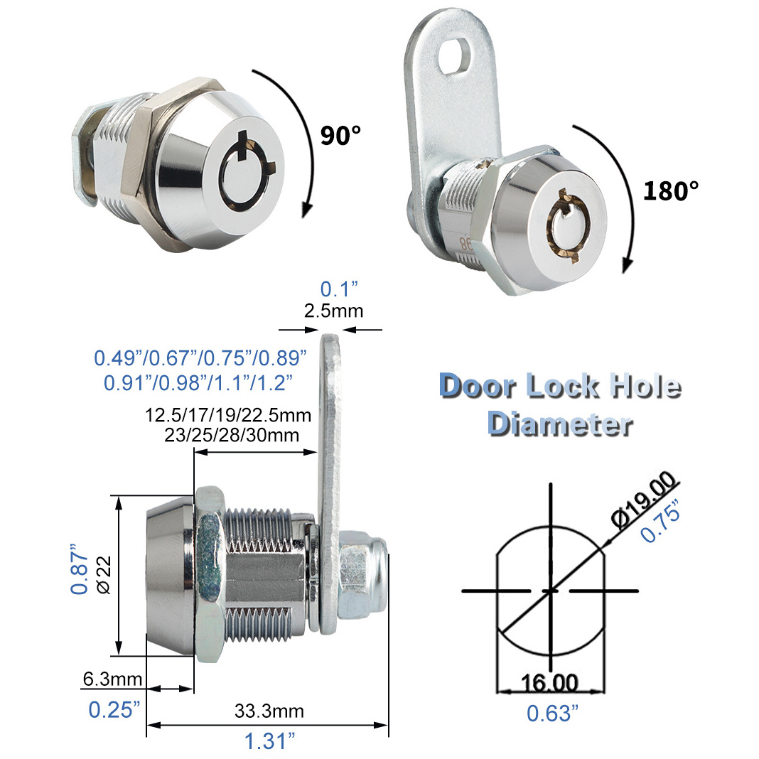 JK500 19mm Arcade storage lock Mailbox locks 5/8