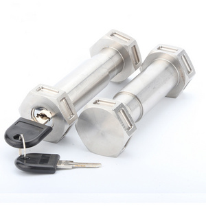 Chromeplate Stainless Trailer Receiver Hitch Pin Latch Lock Out Key trailer coupler lock set