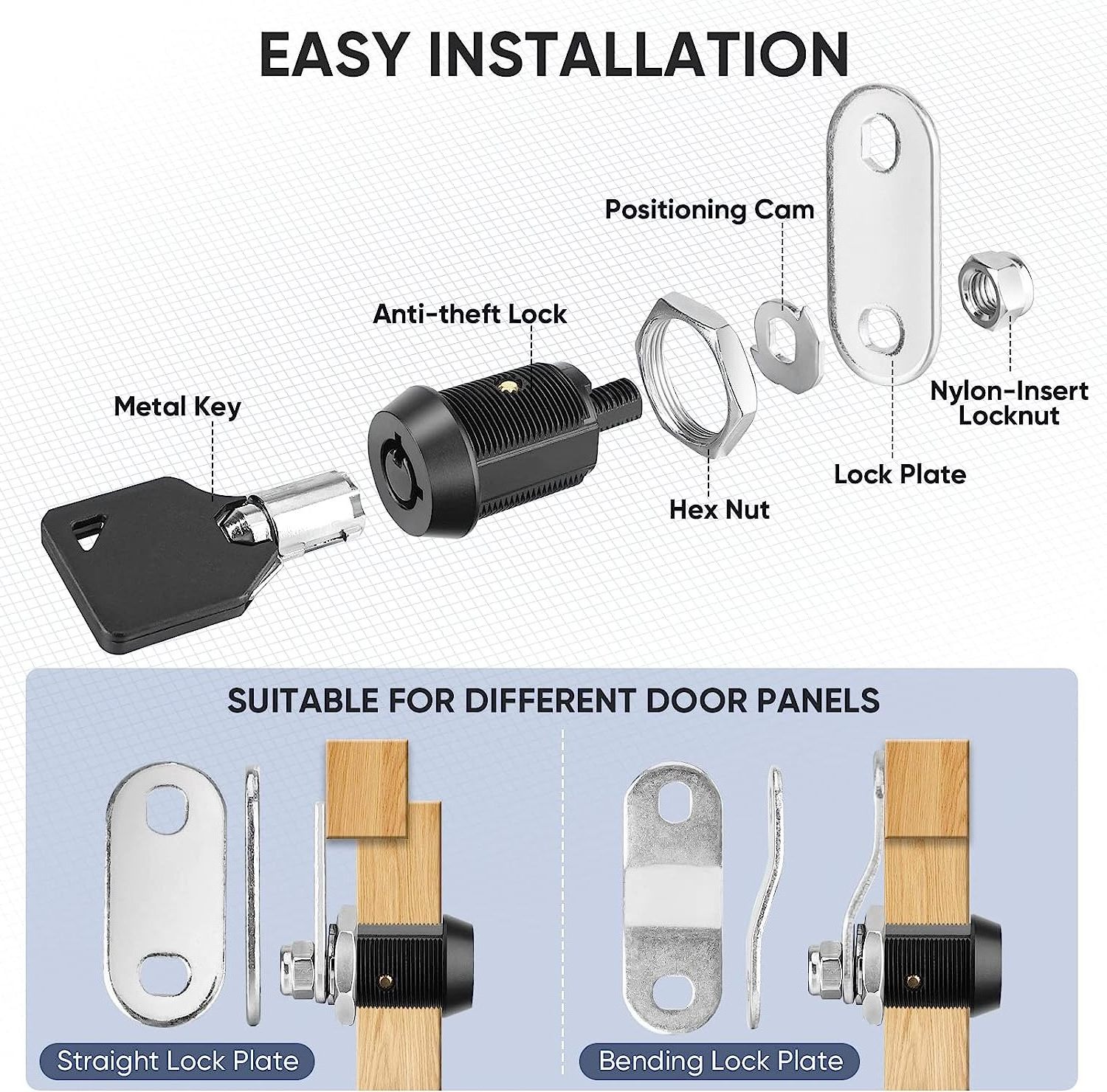 High Quality 5/8 Inch  Cabinet Lock with Keys Black Tubular Cam Lock for RV Compartment Storage Locks