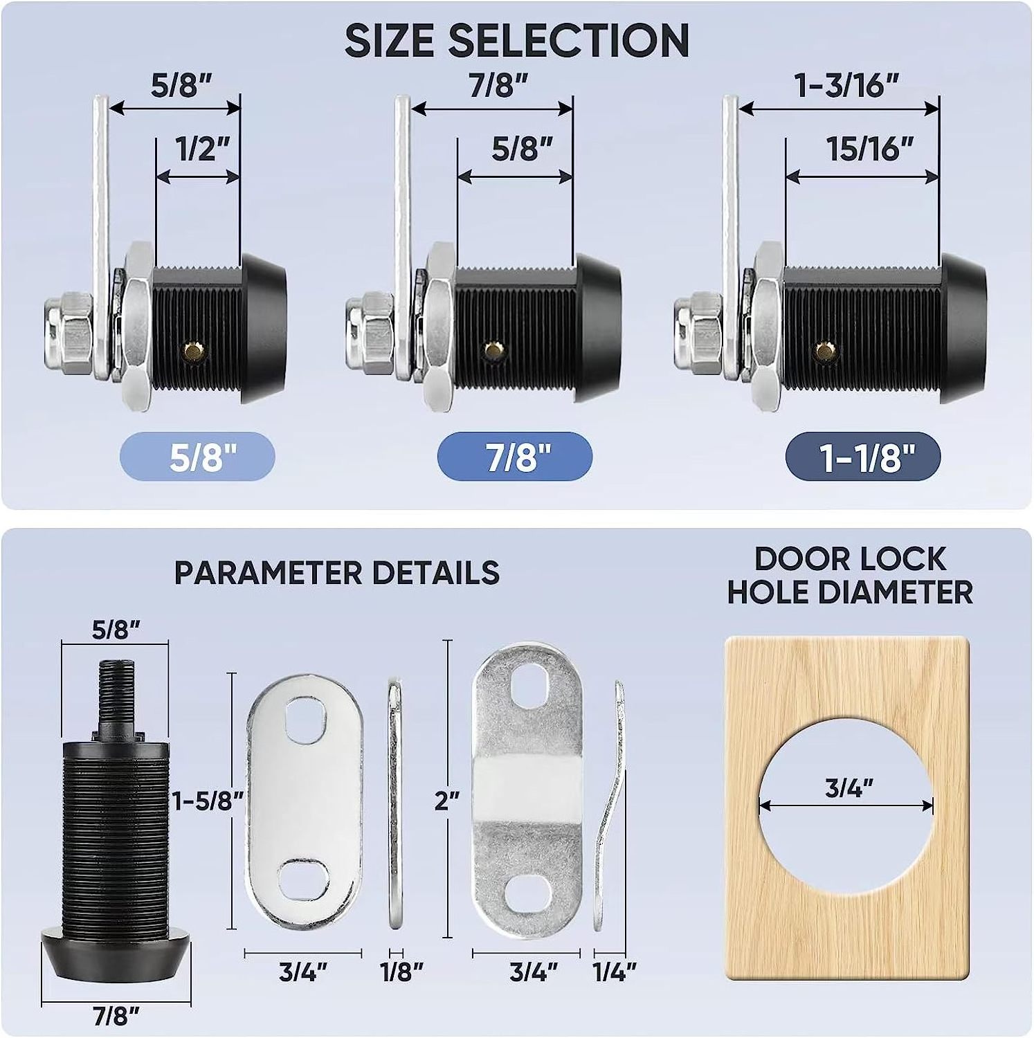 High Quality 5/8 Inch  Cabinet Lock with Keys Black Tubular Cam Lock for RV Compartment Storage Locks