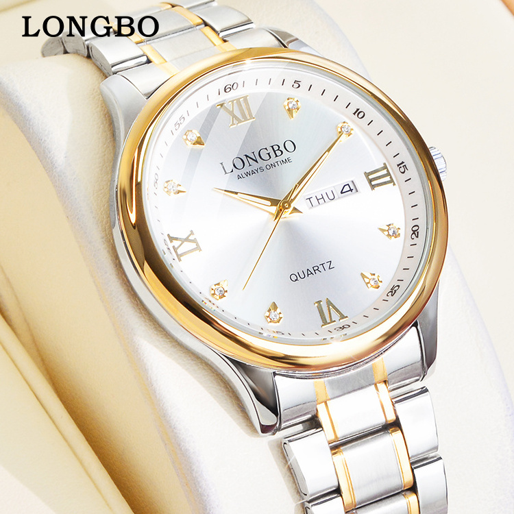 LONGBO Fashion wrist quartz Watch For Men, Waterproof Gold wrist luxury Men's Watches, Classic Stainless Steel Band Wristwatch