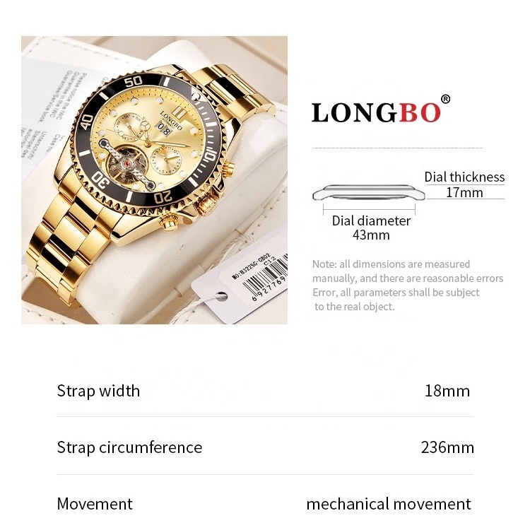 LONGBO high end luxury watches diamond expensive watch for men custom wrist watch