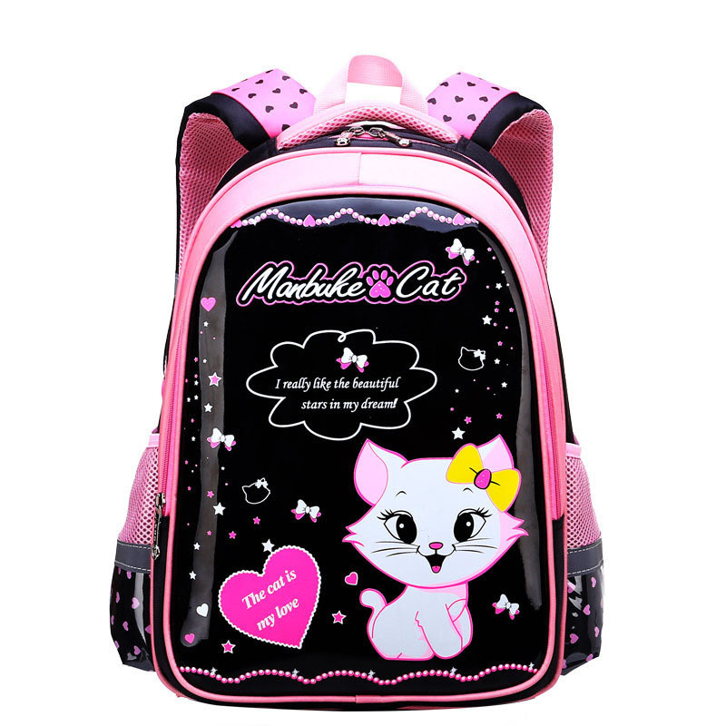 New Design 3in1 schoolbag set with cat pattern kitty backpack for girls with lunch bag and pencil bag