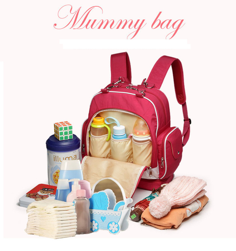 Korea style trendy baby care bags multi function mommy bag mommy backpack waterproof with stroller straps and kettle bag