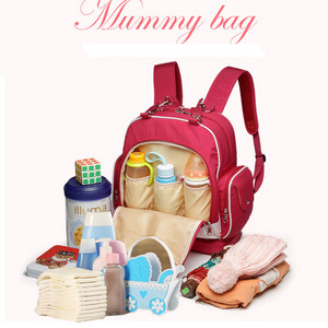 Korea style trendy baby care bags multi function mommy bag mommy backpack waterproof with stroller straps and kettle bag