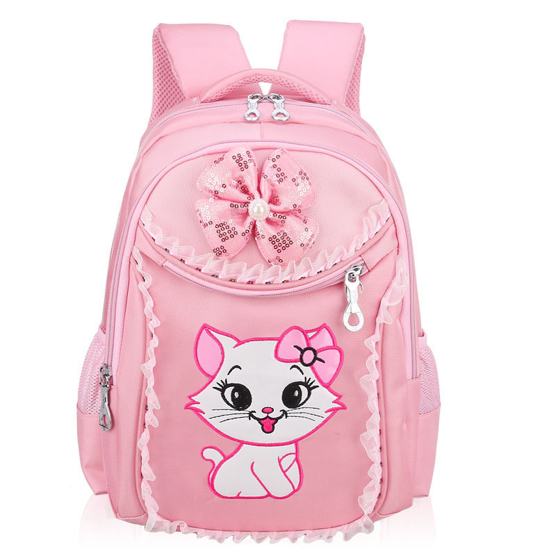 New Design 3in1 schoolbag set with cat pattern kitty backpack for girls with lunch bag and pencil bag