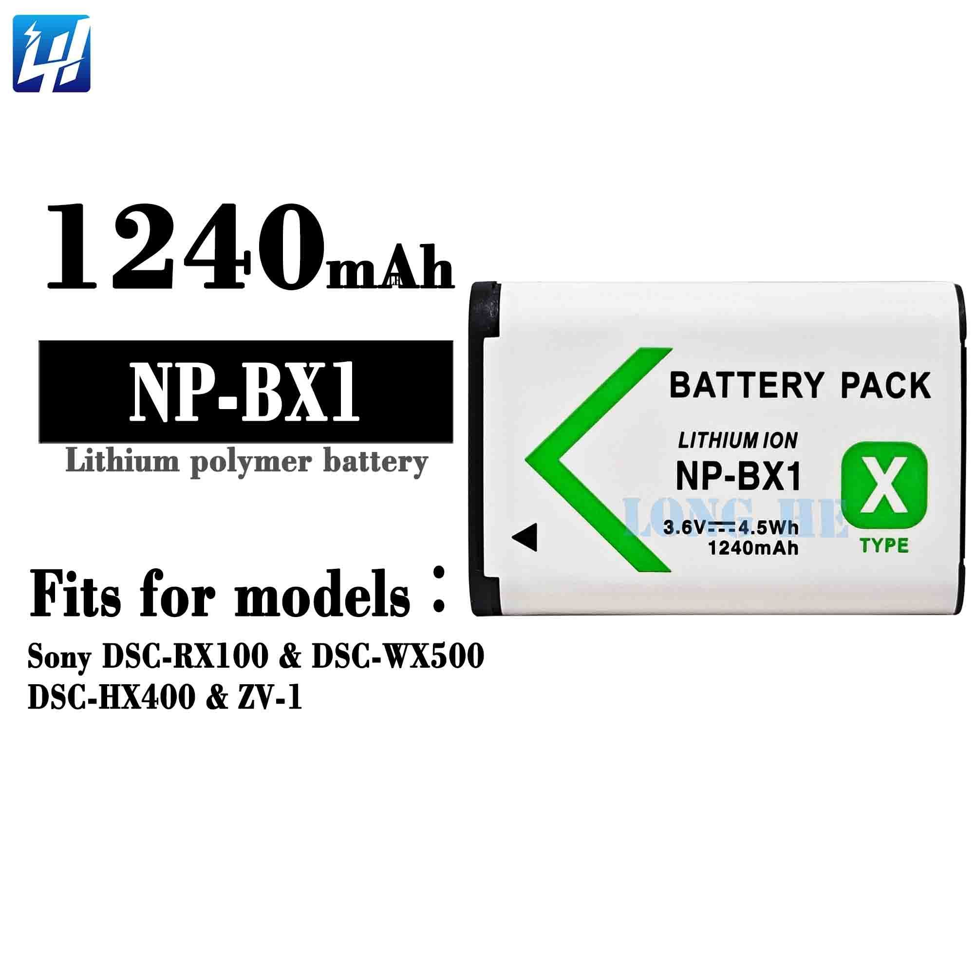 Camcorder Camera Battery NP-BX1 Rechargeable Lithium Battery Pack For Sony Sony DSC-RX100 DSC-WX500 DSC-HX400 ZV-1 Batteries