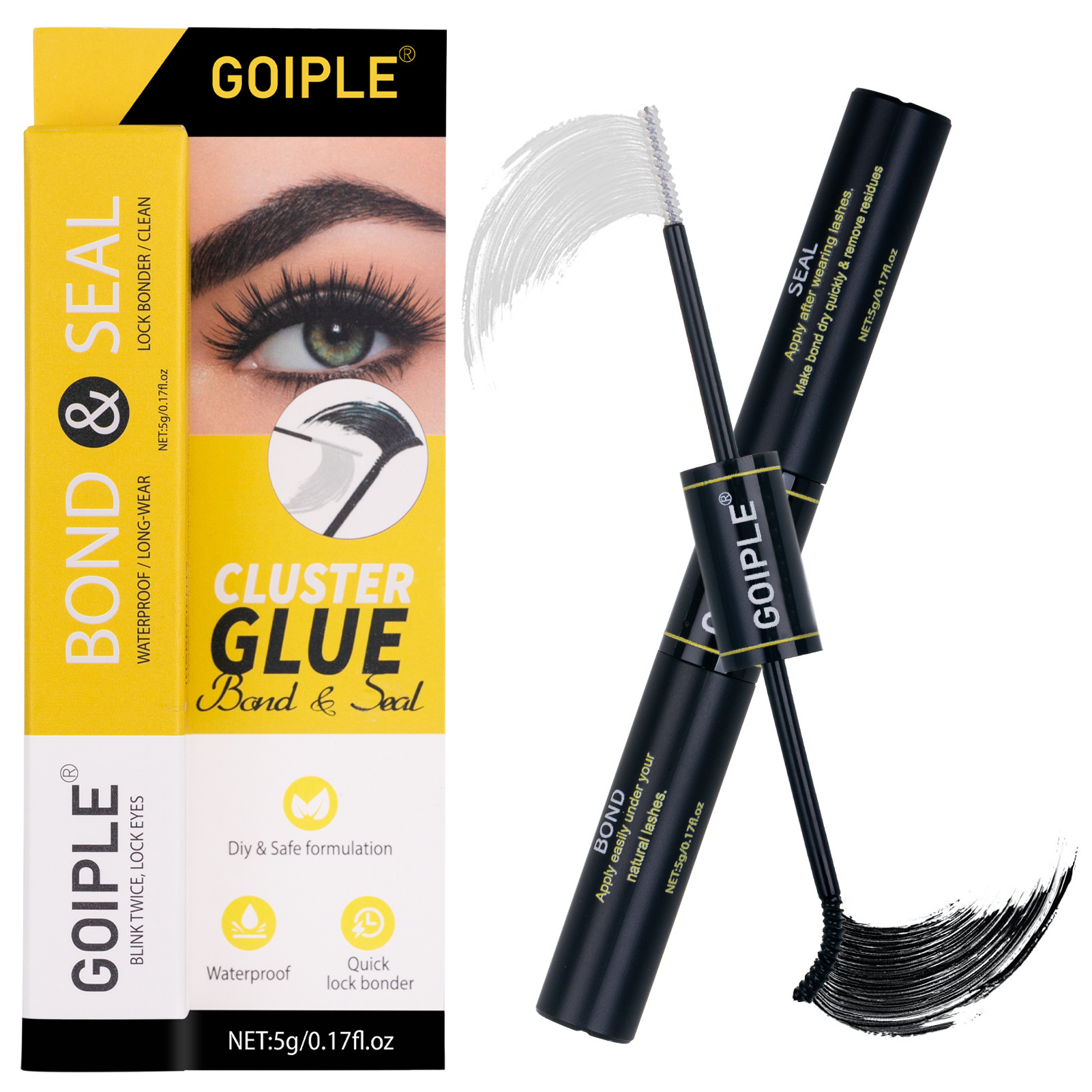 Strong Hold Falselash Clear Glue Super Professional Latex Free Eyelash Glue Waterproof Lash Bond and Seal Cluster Lashes Glue