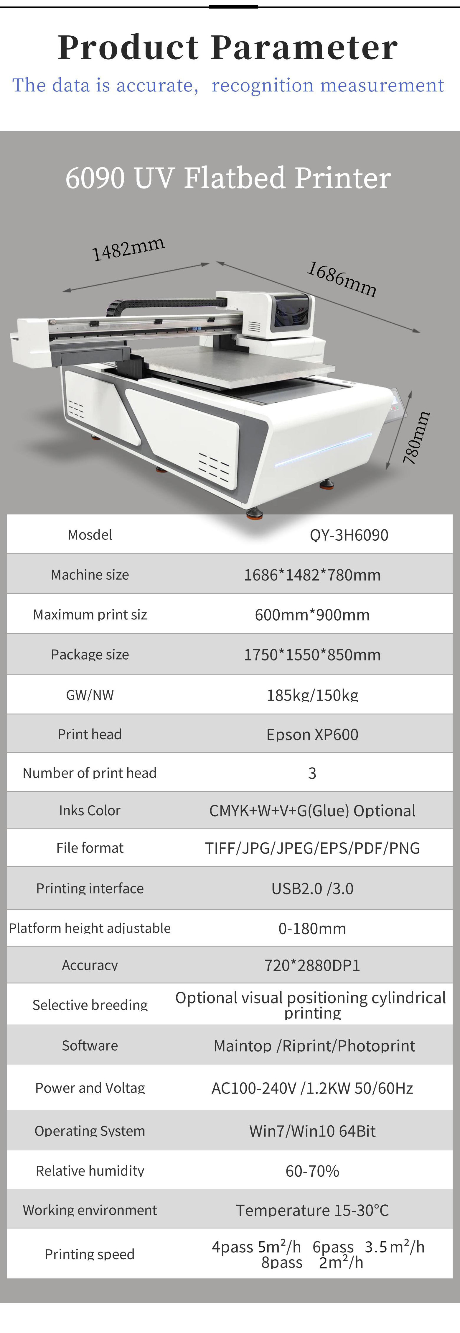 Factory Direct Sell 6090 UV Flatbed Printer for silicone swimming cap id card printing machine