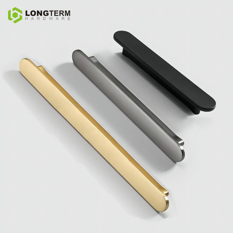 Zinc Alloy Kitchen Cabinet Hardware Brass Gold Round Drawer Handles and Knobs for Furniture Matt Black Cabinet Door Pull Handle