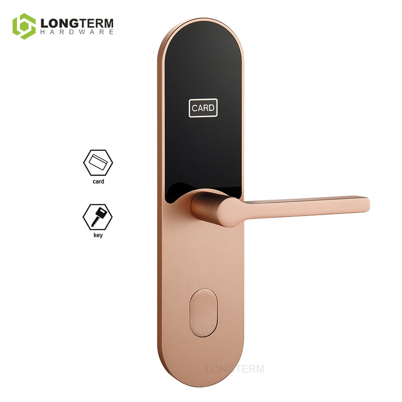 Smart Door Lock Gold Cerradura Inteligentes Puerta Exterior Rfid Key Card Door Lock Electronic Lock for Hotel