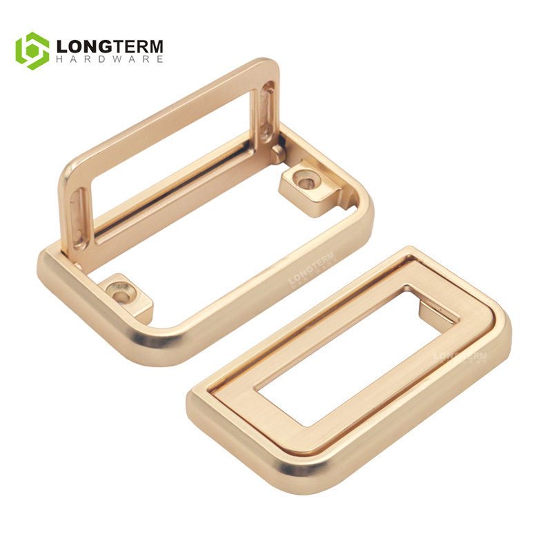 Modern Gold Black Foldable Square Ring Pull Zinc Alloy Kitchen Handle Pulls Cabinet Sliding Drawer Door Handle for Furniture