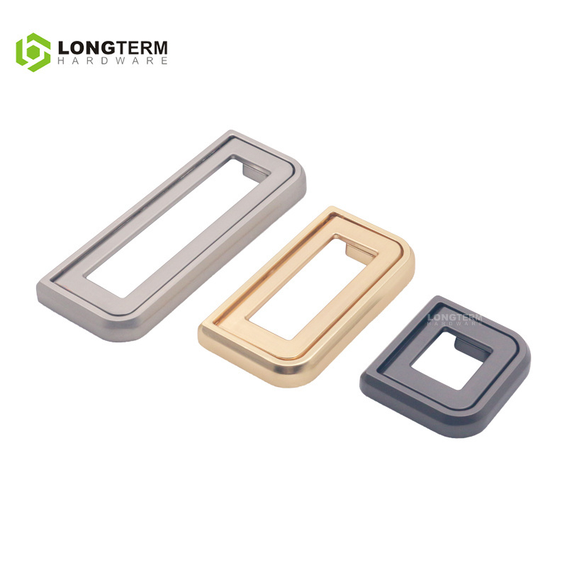 Modern Gold Black Foldable Square Ring Pull Zinc Alloy Kitchen Handle Pulls Cabinet Sliding Drawer Door Handle for Furniture