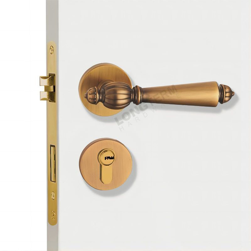 Zinc Alloy Indoor Household Door Handle Lock Set Internal Mortise Door Lever Lock Modern Door Handles with Key Lock