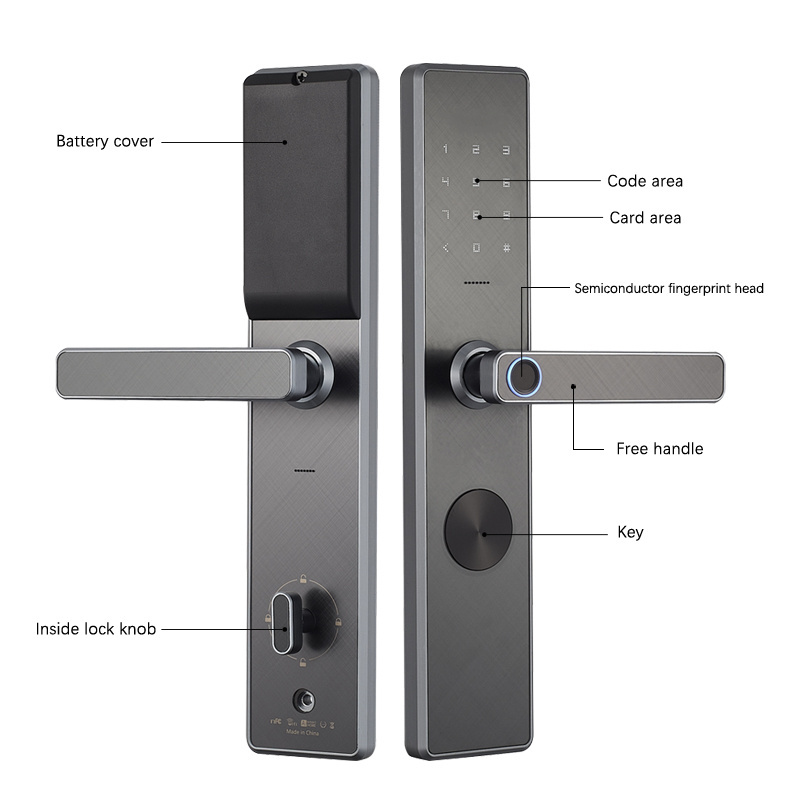 Electronic Keyless Fingerprint Tuya Digital Safe Door Lock WiFi Biometric Intelligent Aluminum Deadbolt Smart Door Lock for Home