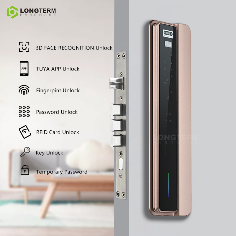 Remote Control House Digital Front Door Lock Fingerprint Lock Tuya WiFi 3D Face Recognition Smart Door Lock with Camera