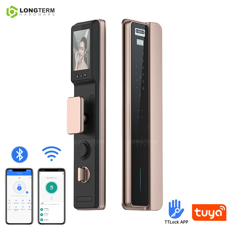 Remote Control House Digital Front Door Lock Fingerprint Lock Tuya WiFi 3D Face Recognition Smart Door Lock with Camera