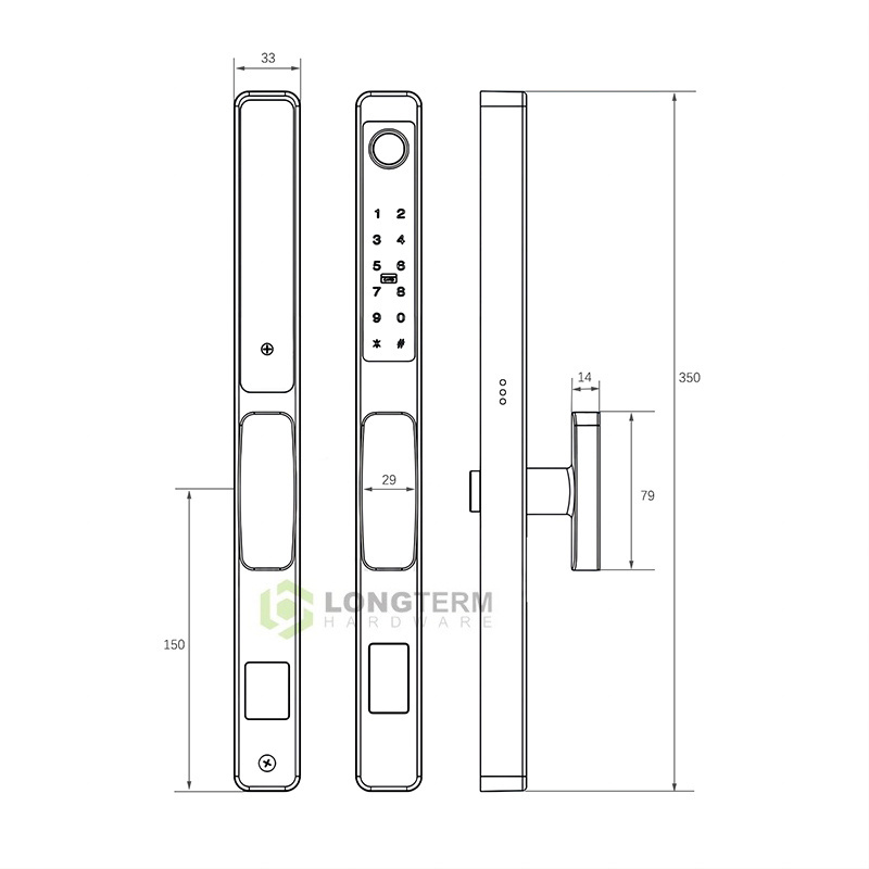 Zinc Alloy Security Glass Sliding Door Lock Tuya TTLOCK Wifi Fingerprint Electronic Front Door Lock Smart Door Locks for Home