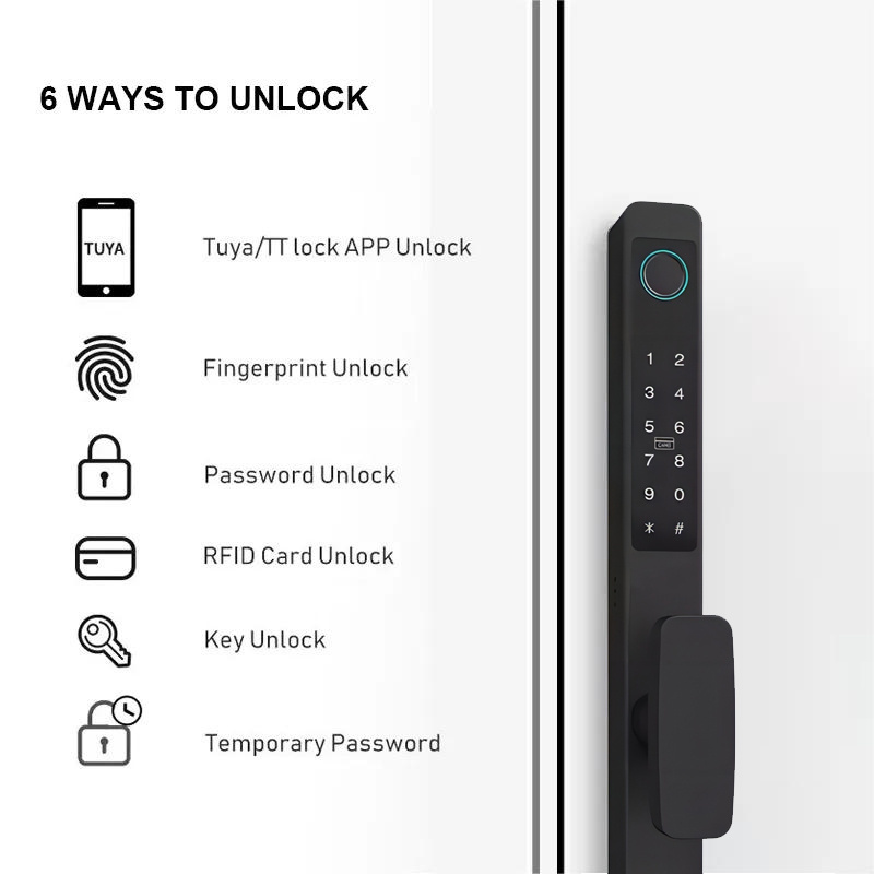 Smart Home Keyless Intelligent Door Lock WiFi Tuya Smart Lock Zinc Alloy Biometric Fingerprint Lock with Door Handle