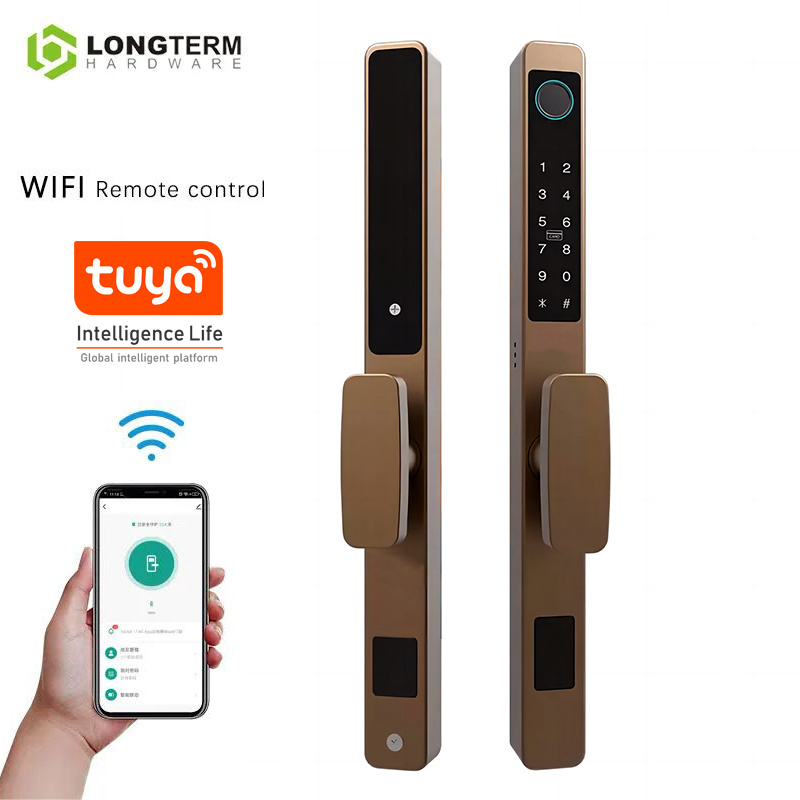 Smart Home Keyless Intelligent Door Lock WiFi Tuya Smart Lock Zinc Alloy Biometric Fingerprint Lock with Door Handle