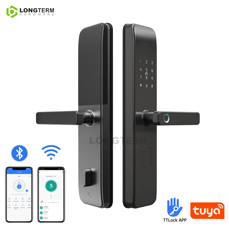 Electric Password Keyless Security Home Door Lock Key Card App Finger Print Digital Wifi Ttlock Smart Door Lock Deadbolt