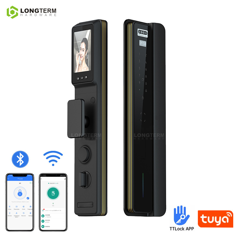 Fashion Design Serrure Intelligent Automatic Mobile App Face Recognition Smart Door Lock with Camera Electronic Tuya Wifi Door