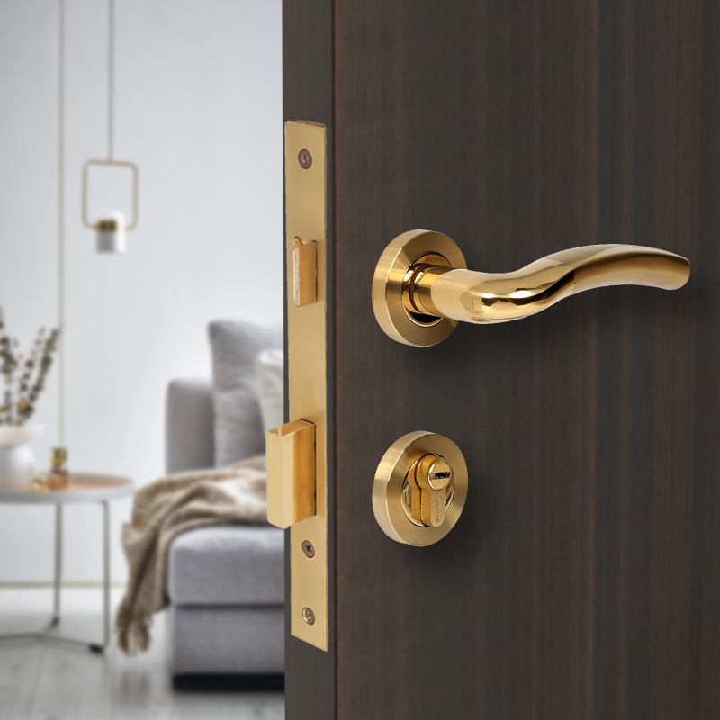 Stainless Steel Tubular Lever Privacy Lock Mortise Lock Cylinder with Keys Interior Door Handle Lock Set for Wooden Door