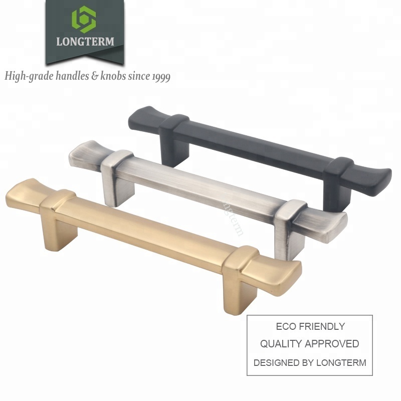 Bamboo shape furniture hardware T pull antique brass modern zinc alloy handle for kitchen cabinet