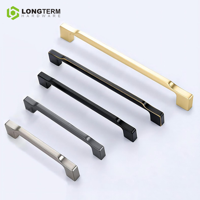 Modern Kitchen Cabinets Door Handles Black Gold Solid Zinc Alloy Drawer Hardware Pull Cupboard Handles Cabinet Pulls and Knobs