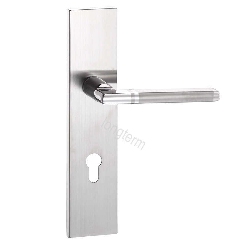 Household Main Entrance Door Long Plate Stainless Steel Door Handle Panel Lock Apartment Home Door Keys and Handles with Lock