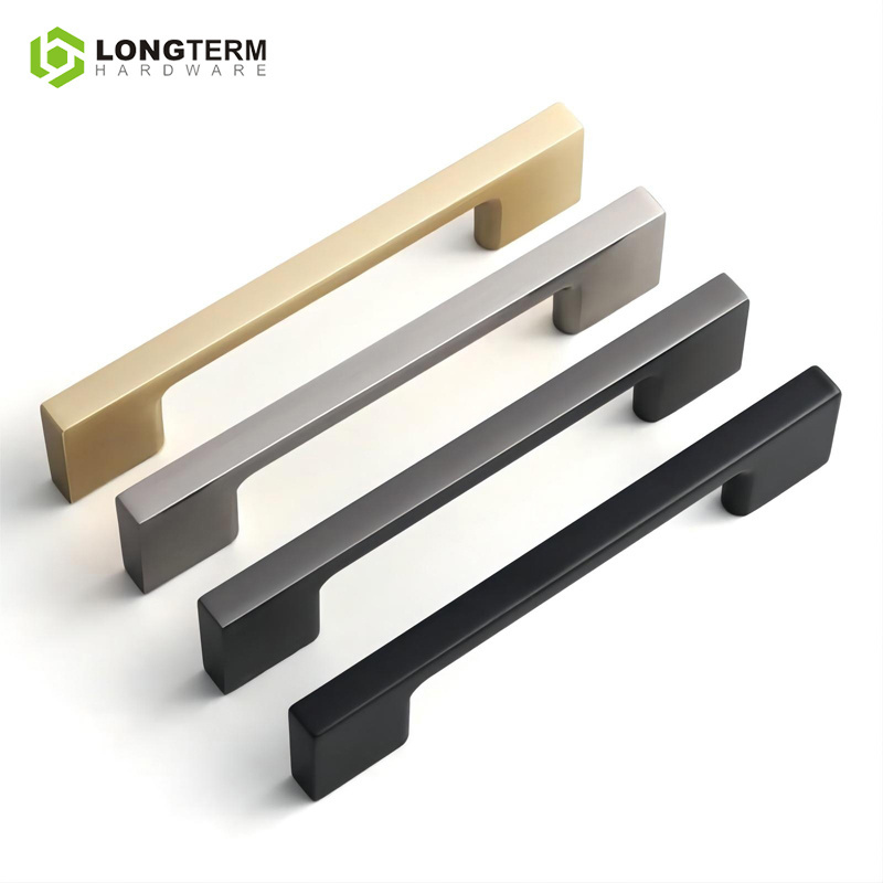 Modern Brushed Nickel Matte Black Zinc Alloy Furniture Hardware Pull Kitchen Closet Cabinet Door Drawer Handles