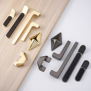 Cabinet Hardware Fancy Cabinet Handles Gold Black Zinc Alloy Furniture Door Pull Drawer Handles and Knobs for Kitchen Cabinets