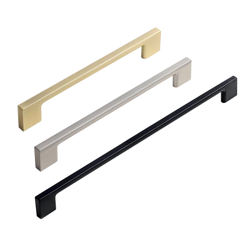 Modern Brushed Nickel Matte Black Zinc Alloy Furniture Hardware Pull Kitchen Closet Cabinet Door Drawer Handles