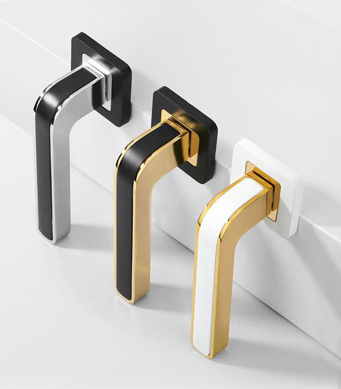 Modern Luxury Door Hardware Zinc Alloy Lever Handles Interior Doors Black Pull Handle Mortise Silent Door Lock Handle for House