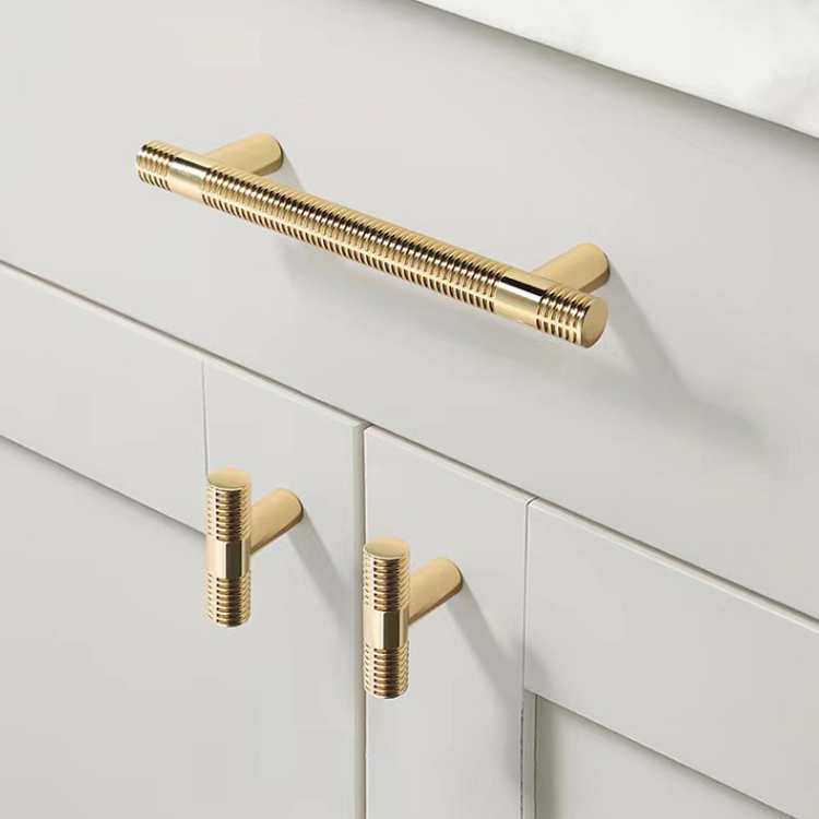 Cabinet Hardware Kitchen Cabinet Pulls and Handles Knurled Textured Wardrobe K Gold Solid Drawer Door Pull Knob Furniture Handle