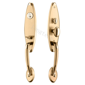 Luxury entrance lock 304 stainless steel security door handle lock supplier door lock set with brass cylinder and handle