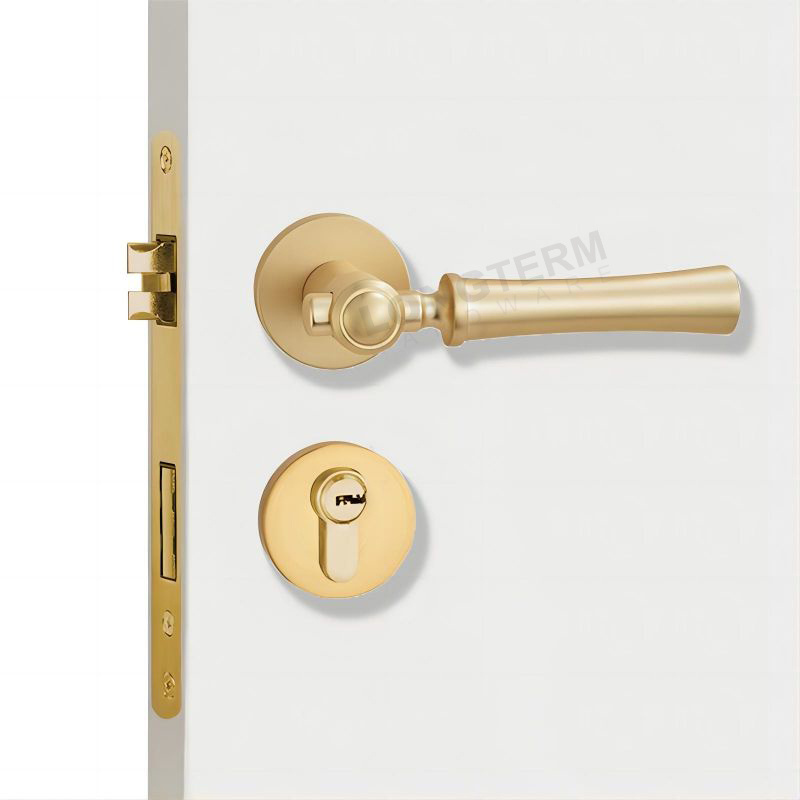 European Style Zinc Alloy Gold Black Brass Door Lock Hardware Manufacturer Tubular Lever Handle Modern Interior Door Handles