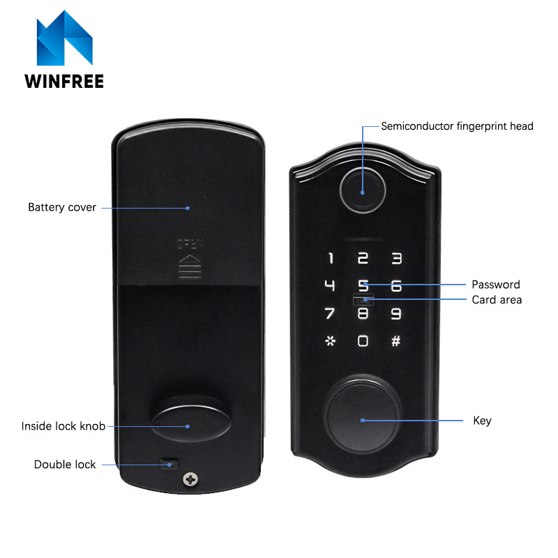 Front Door Ttlock Smart Intelligent Fingerprint Door Lock Digital Electronic Lock Card Wi-Fi Smart Door Lock Deadbolt with Alexa