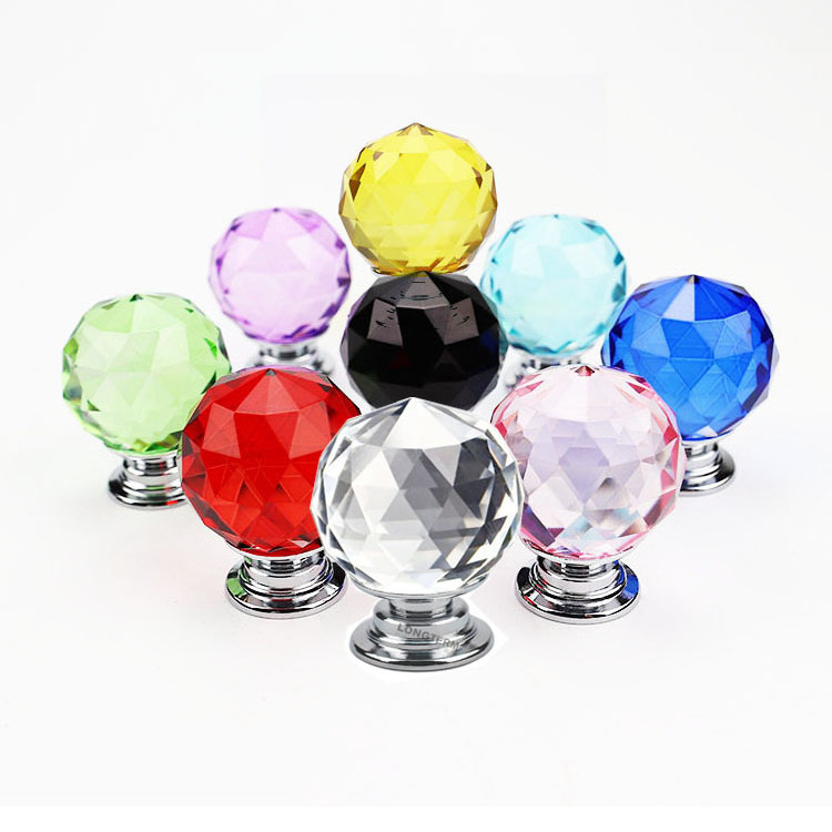 High quality hot sale glass door knobs clear diamond crystal knobs furniture cabinet handles and knobs