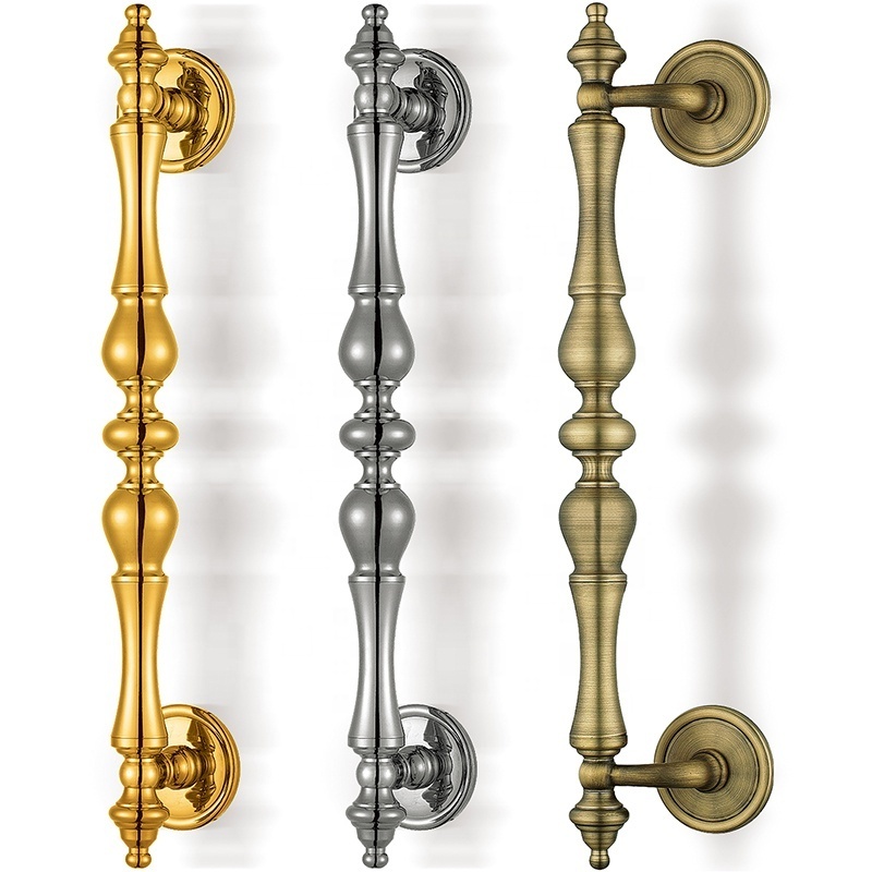 Main Entry Door Handle Set Luxury Gold Glass Door Push and Pull Handle Double Sided Knurled Brass Door Handle for Hotel Villa